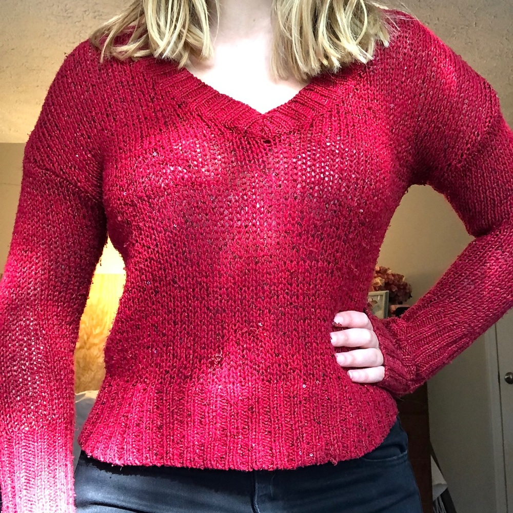 Slight cropped red sweater